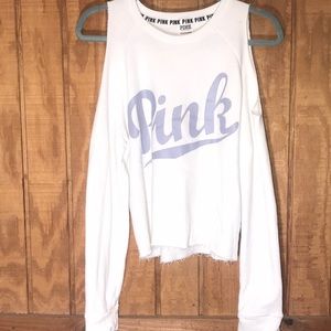 ❤️PINK off the shoulder long sleeve shirt